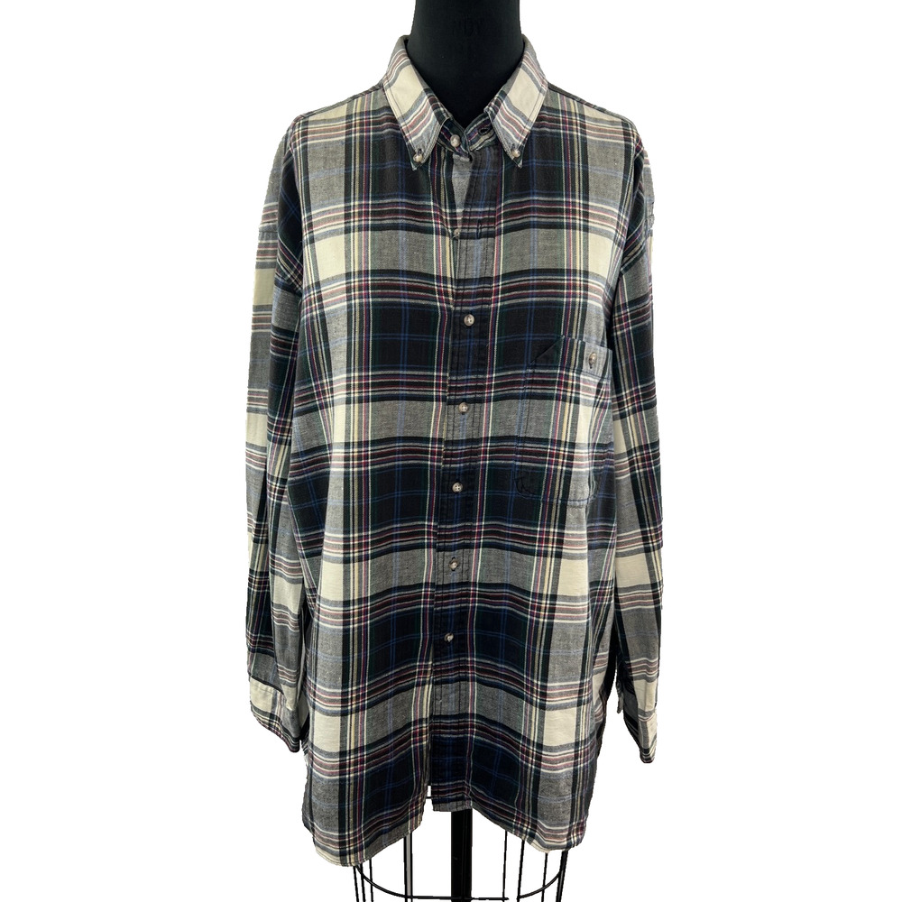 GANT Salty Dog Cambridge Plaid 1X Big Flannel Shirt Button Down Long Sleeve